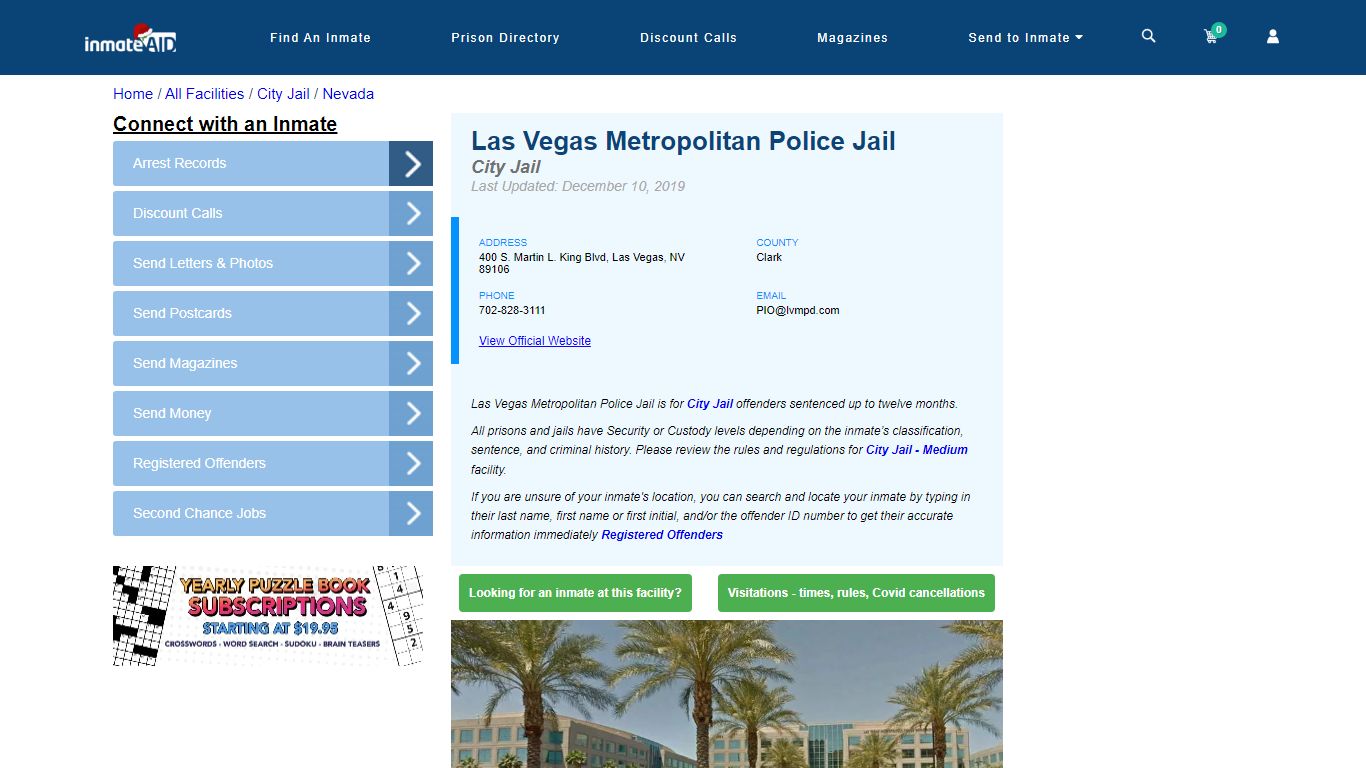 Las Vegas Metropolitan Police Jail | Inmate Locator